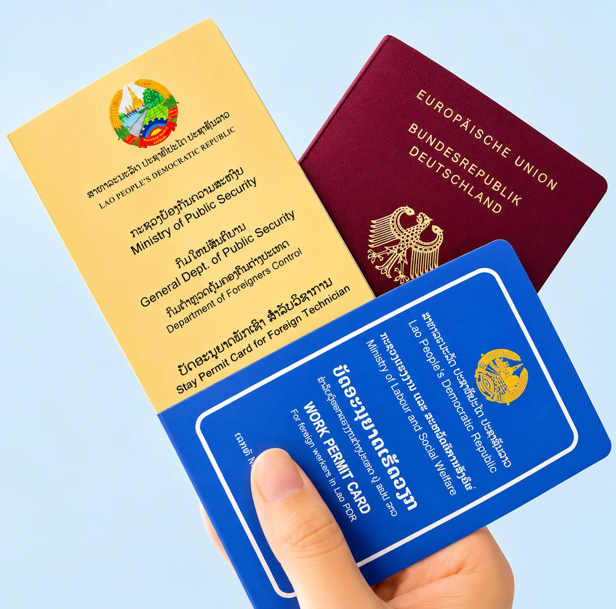 Example set of Laos visa and work permit documents